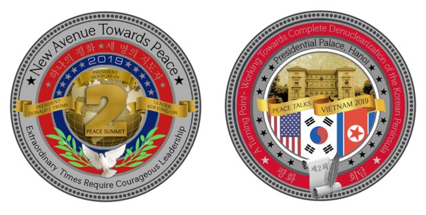 کاخ سفید از سکه‌های مذاکرات صلح آمریکا و کره شمالی رونمایی کرد