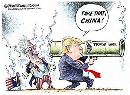 کاریکاتور/ نتیجه جنگ تجاری آمریکا با چین را ببینید!