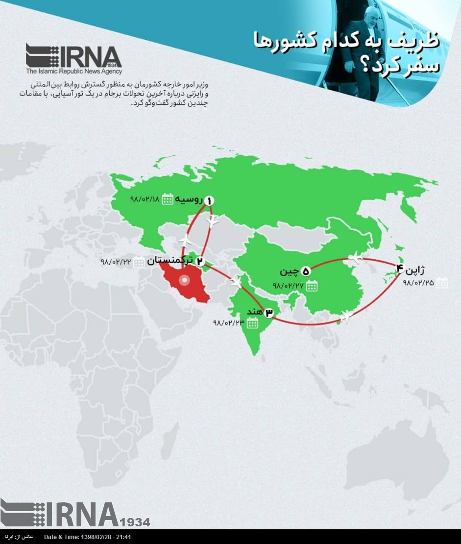 اینفوگرافیک/ ظریف به کدام کشورها سفر کرد؟