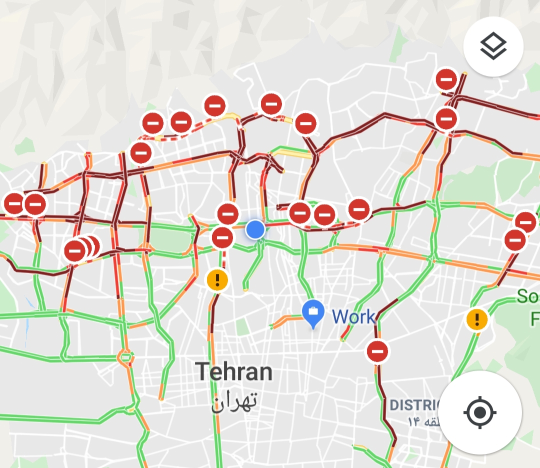 ورود به مناطق شمالی تهران ممنوع شد