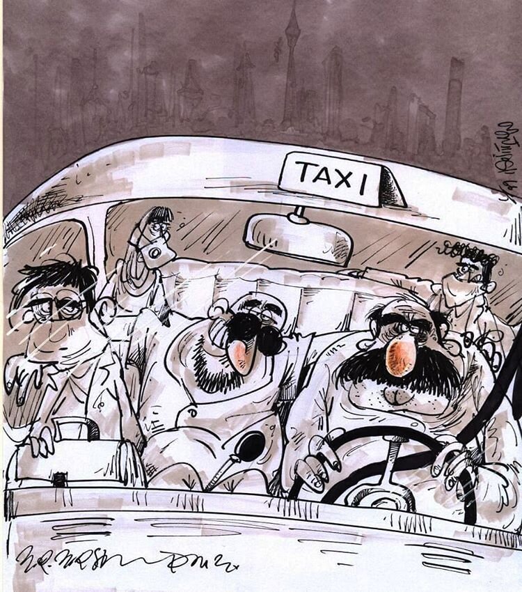 کاریکاتور: وضعیت تاکسی‌ها پس از اجرای فاصله‌گذاری اجتماعی!
