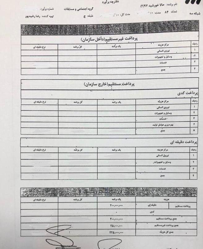 پاسخ رسمی شبکه سه به اتهام دستمزد ۴۵۰میلیون تومانی رضا رشیدپور