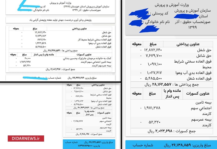 رتبه بندی معلمان فیش حقوقی معلمان 