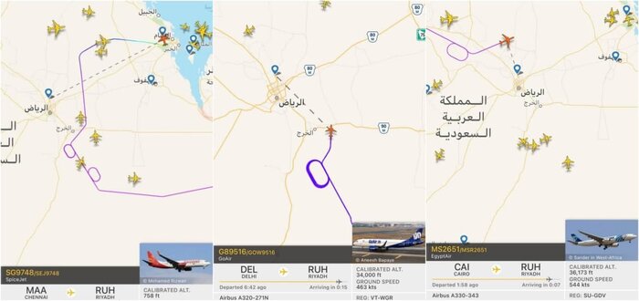 پرواز‌های فرودگاه ریاض متوقف شد