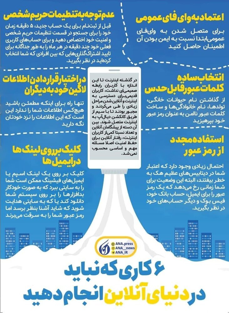 اینفوگرافیک/ ۶ کاری که نباید هیچوقت در دنیای مجازی انجام دهید