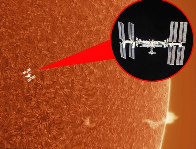 عبور ایستگاه فضایی بین‌المللی از مقابل خورشید