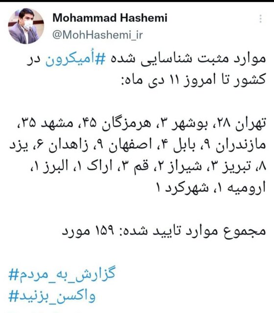 شناسایی اُمیکرون در ۱۶ استان 