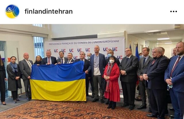 اعلام همبستگی سفیران چند کشور اروپایی و اوکراین با مردم اوکراین در سفارت فرانسه در تهران