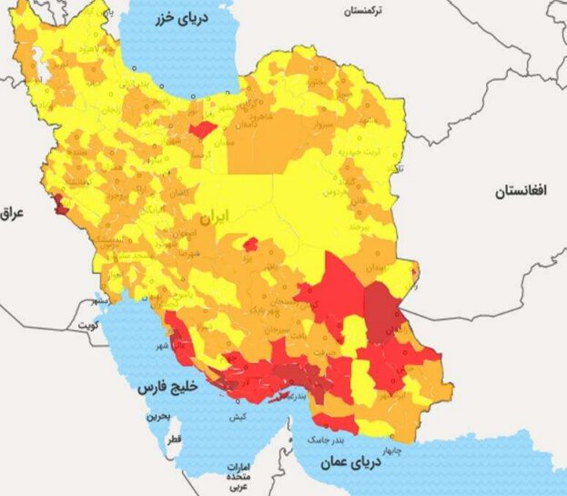 گسترش شهر‌های قرمز کرونا