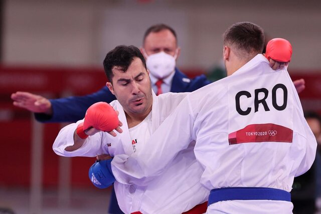 کاراته المپیک توکیو/ پیروزی گنج‌زاده مقابل آمریکا در سومین مبارزه