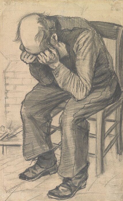 نقاشی پیرمرد غمگین اثری از ونگوگ 