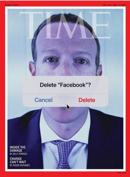 طرح جلد مجله تایم در واکنش به اختلال‌های فیس‌بوک و اینستاگرام
