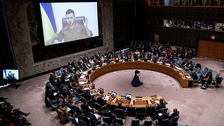 زلنسکی در شورای امنیت: روس‌ها در بوچا غیرنظامیان را فقط برای لذت بردن کشته‌اند