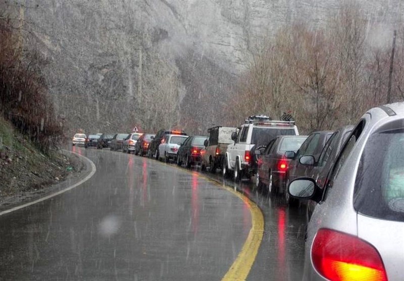 وضعیت راه‌های کشور؛ ترافیک سنگین در جاده چالوس