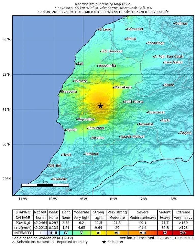 زلزله مراکش؛ کشته‌ها به ۸۲۰ نفر رسید/ زلنسکی تسلیت گفت