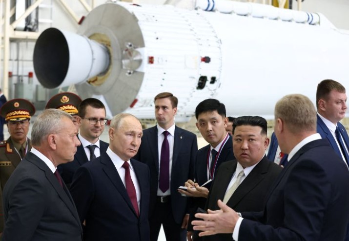 دیدار پوتین و کیم در پایگاه فضایی روسیه