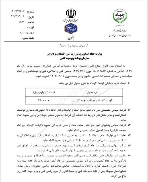 قیمت مرغ و گوشت منجمد؛ ۹۰ و ۴۲۰ هزار تومان