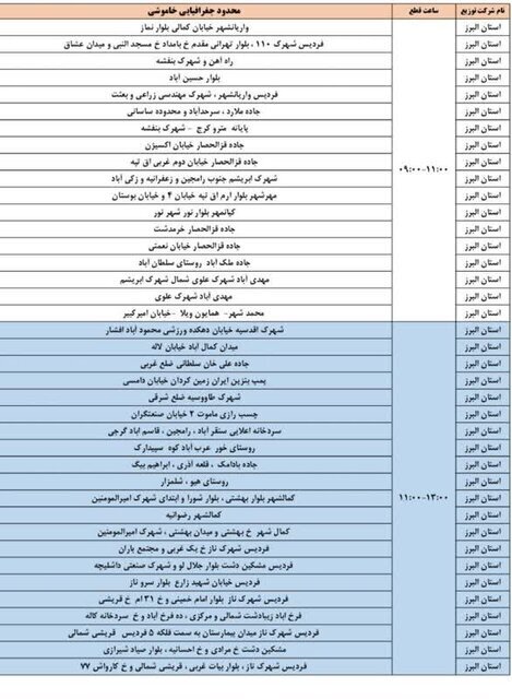بحران انرژی؛ برنامه قطع برق در البرز اعلام شد