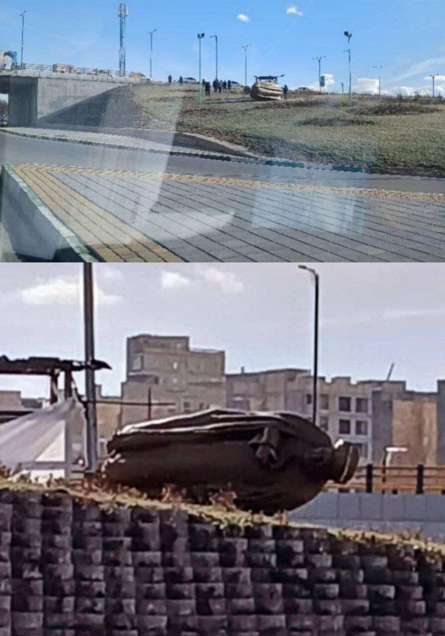 مجسمه مرحوم رئیسی در اردبیل سقوط کرد
