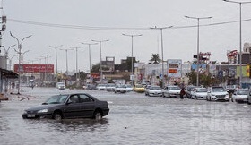 وضعیت عجیب سیلاب در منطقه هدیش بندرعباس